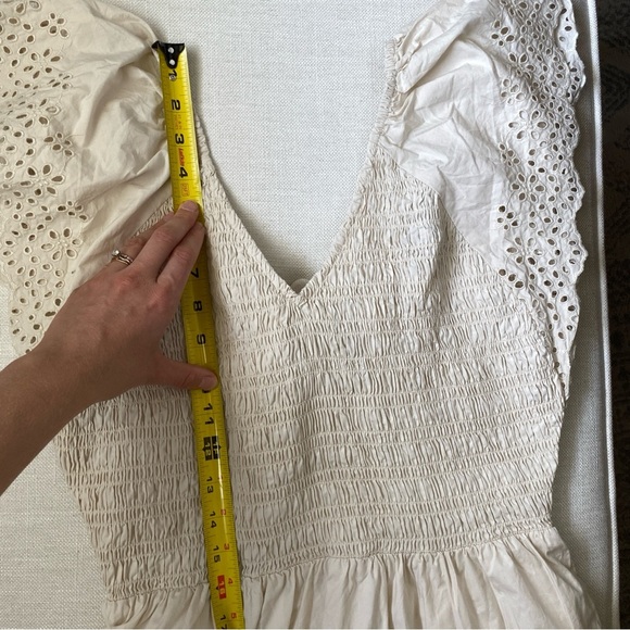 GAP 100% Cotton Eyelet Cream Lace Ruffle Sleeve Dress M - Picture 11 of 11